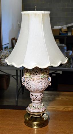 Capo Di Monte Style Vintage Porcelain Table Lamp