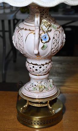 Capo Di Monte Style Vintage Porcelain Table Lamp