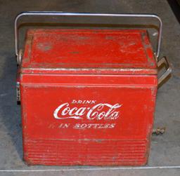 Vintage “Drink Coca-Cola In Bottles' Red Coke Cooler w/ Bottle Opener & Drain