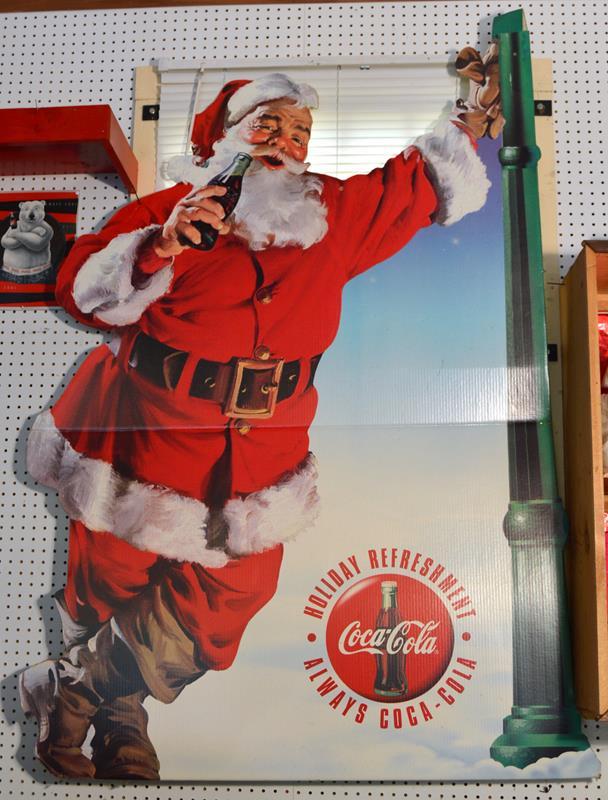 Vintage Large Coca-Cola Santa Claus Cardboard Advertising Sign