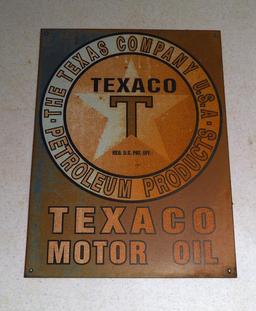 Vintage Texaco Motor Oil Metal Advertising Sign
