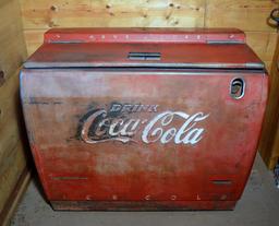 Old Westinghouse Coca-Cola Coke Red Refrigerated Bottle Chest, Bottle Opener on Front