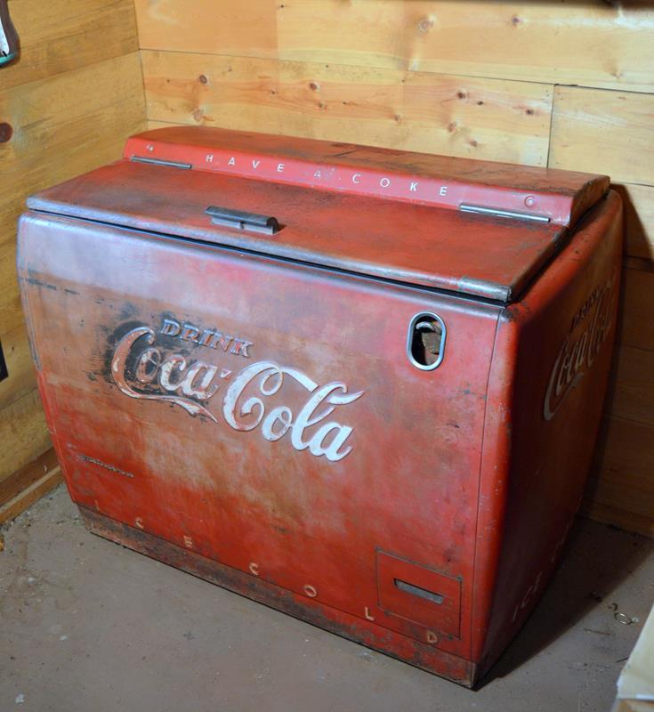 Old Westinghouse Coca-Cola Coke Red Refrigerated Bottle Chest, Bottle Opener on Front