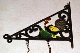 Cold Painted Iron Rooster “Welcome” Sign