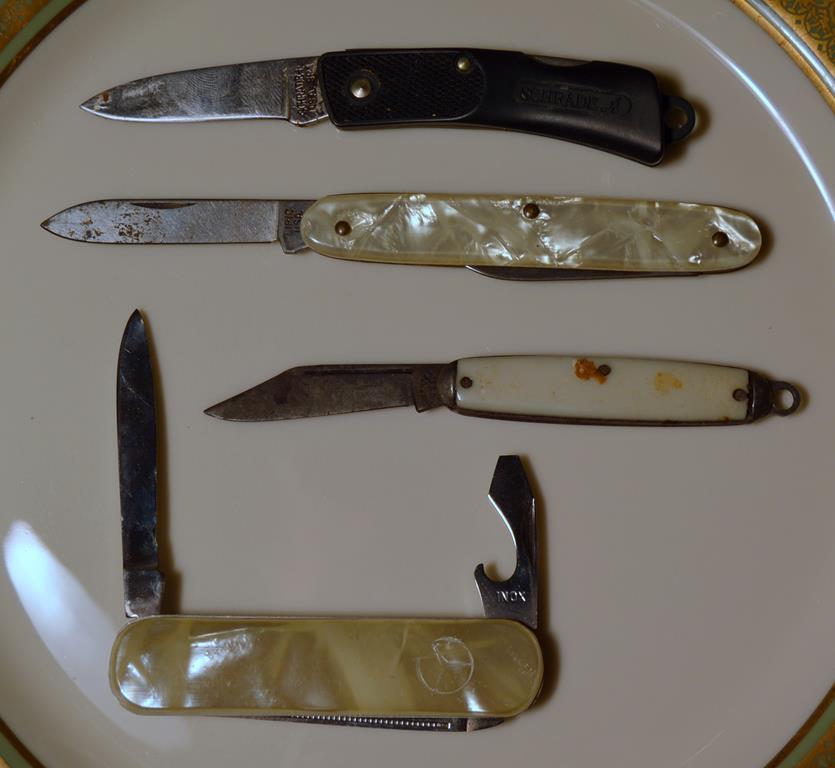 Lot of Men's Accessories: Pocketknives, Liberty Life Barlow Lighter, Leather Key Holder
