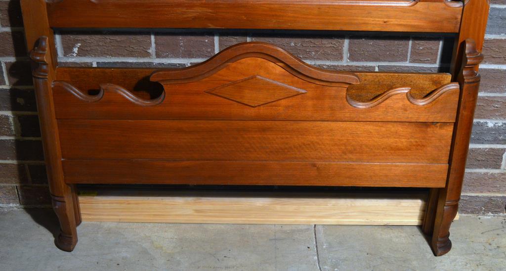 Antique 19th C. Walnut Full Size Bed Frame, Includes Original Rails, Slats