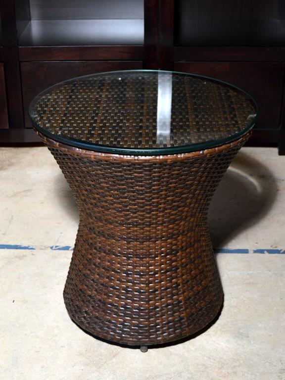 Modern Wicker Stand w/ Glass Top