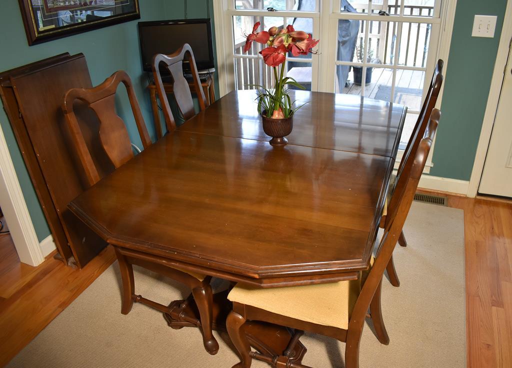 Vintage Double Pedestal Dining Table w/ Two Leaves