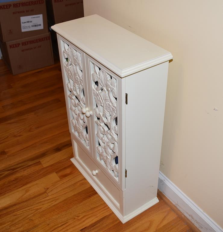 White Chalk Painted Wood CD / DVD Storage Cabinet
