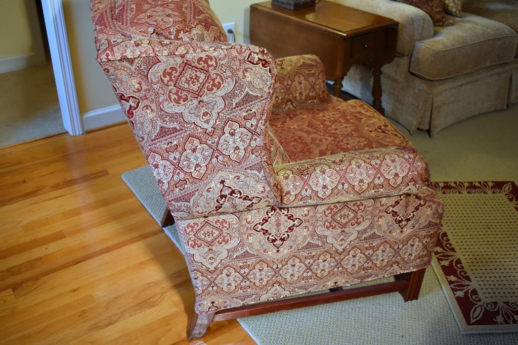 Lane Red/Tan Geometric Floral Upholstered Recliner (Matches Lot 5)