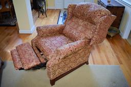 Lane Red/Tan Geometric Floral Upholstered Recliner (Matches Lot 5)