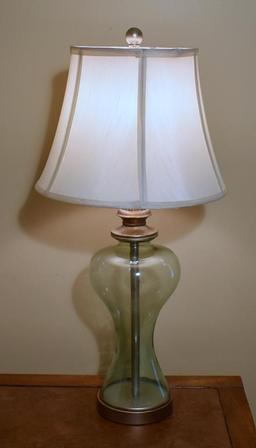 Smoky Green Glass Table Lamp