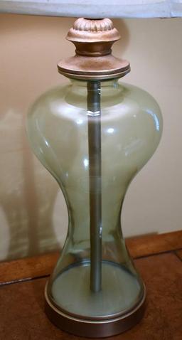 Smoky Green Glass Table Lamp