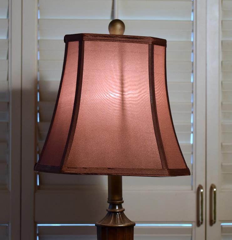 Bronzed Finish Table Lamp w/ Red Shade