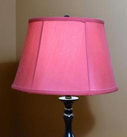 Black Metal Floor Lamp with Red Shade