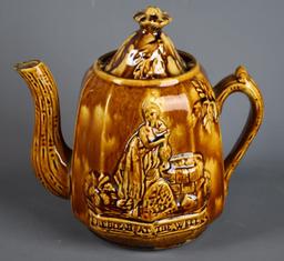 Rockingham Glaze Teapot, “Rebekah at the Well,” Possibly Bennington