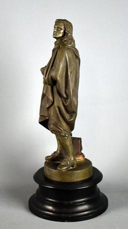 Spelter Sculpture of Milton on Metal Base