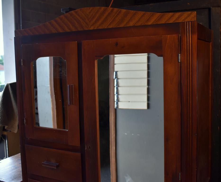 Charming Depression Era Chifforobe with Mirrored Doors and 5 Drawers