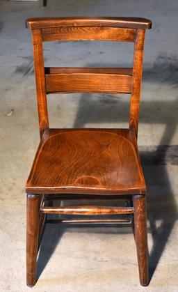 Antique Oak Church / Chapel / School Chair w/ Hymnal Rack