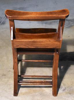 Antique Oak Church / Chapel / School Chair w/ Hymnal Rack