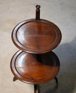 Unique Mahogany Tiered Stand with Spider Legs