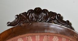 Antique Victorian Button Tufted Carved Mahogany Rocker