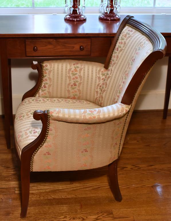 Vintage Federal Style Floral Upholstered Chair w/ Nailhead Trim