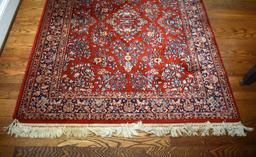 Karastan Red, Ivory & Blue Oriental Style Sarouk Wool ~ 4 x 6 Rug