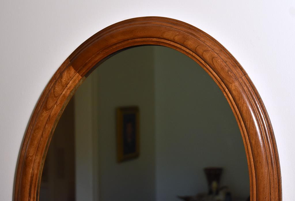 Vintage Oval Walnut Wall Mirror