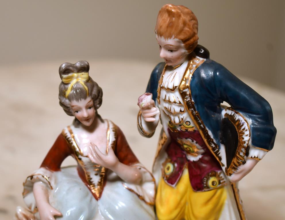 Colonial Man & Woman Porcelain Figurine, Made in Occupied Japan