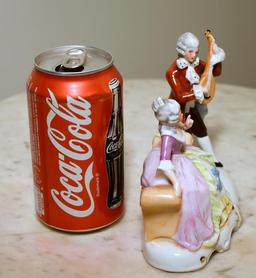 Vintage Colonial Woman & Man with Guitar Porcelain Figurine, Made in Germany