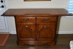 Keller Cherry Sideboard / Buffet Server w/ Drop Leaves, Two Drawers, Bottom Cabinet w/Shelf