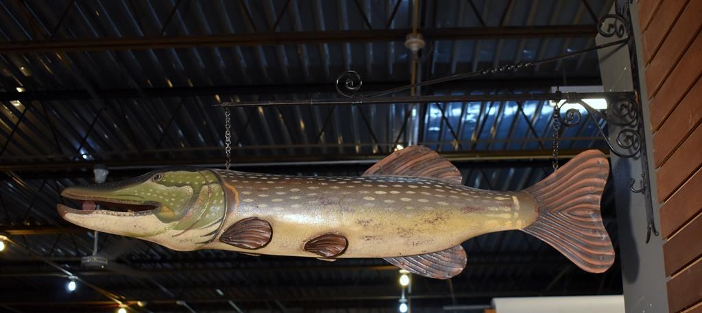 Large Muskie Fish Decorative Metal Art with Metal Bracket