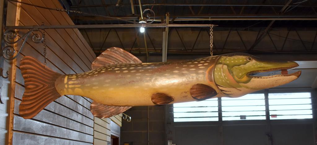 Large Muskie Fish Decorative Metal Art with Metal Bracket