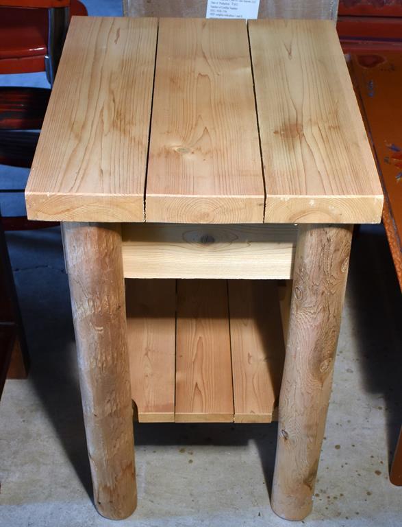 Rustic Style Natural Pine End Table or Night Stand, One Drawer, Bottom Shelf