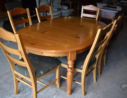 Contemporary Oval Pine Dining Table w/ Leaf