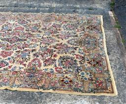 Vintage Ivory, Red & Blue 7 x 10' Hand Knotted Wool Persian Rug