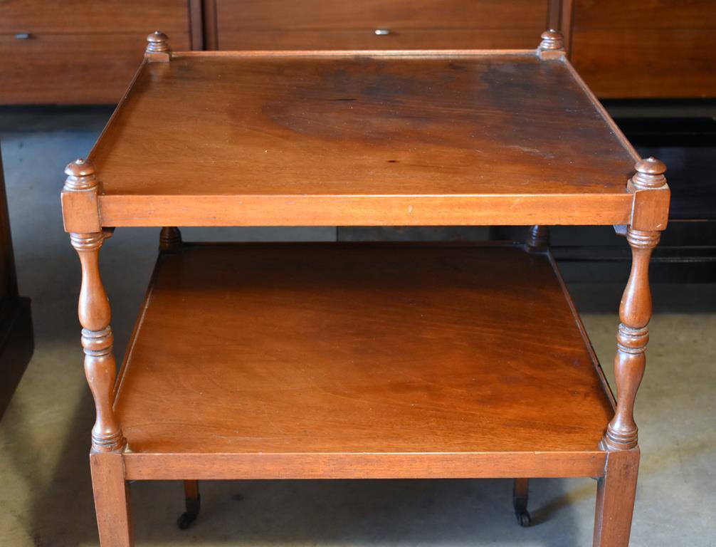 Vintage Mahogany Side Table with Caster Feet