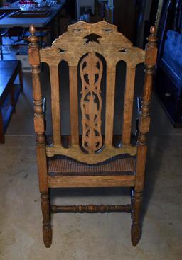 Antique 19th C. Carved Renaissance Revival Chair, Caned Seat