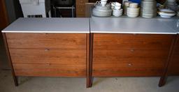 Pair of Vintage Mid-Century Florence Knoll Dressers in Walnut