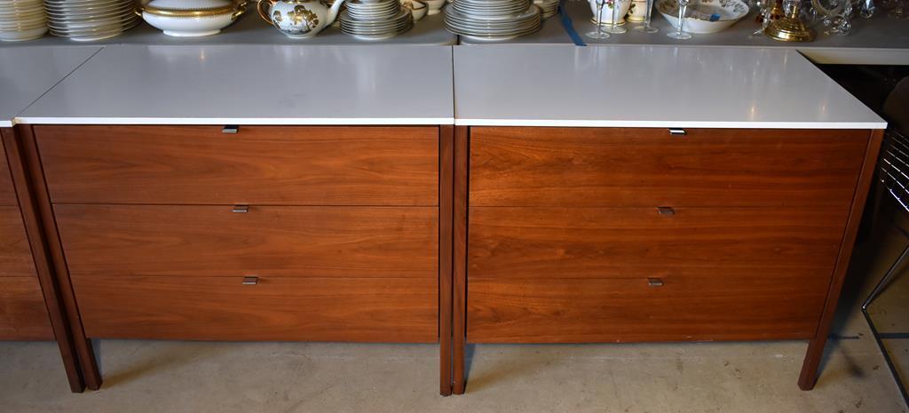 Pair of Vintage Mid-Century Florence Knoll Dressers in Walnut