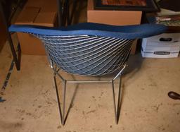 Vintage 1960s Mid-Century Harry Bertoia Blue Diamond Chair