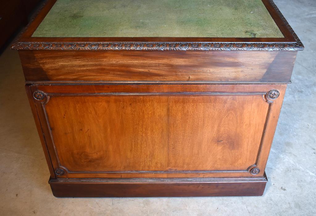 Antique Ca. 19th C. Partners Desk with Green Top Blotter, Caster Feet