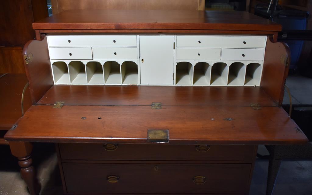 Antique 19th C. Hand Made Inlaid Walnut Butler's Secretary