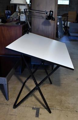 Architects Drafting Table with Lamp and T-Square, Vellum Sheets