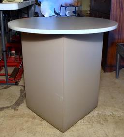 Grey Laminate Pedestal Table, Round Top