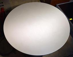 Grey Laminate Pedestal Table, Round Top