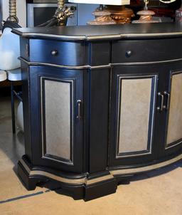 Black Contemporary Sideboard / Console with Tan Trim & Panels