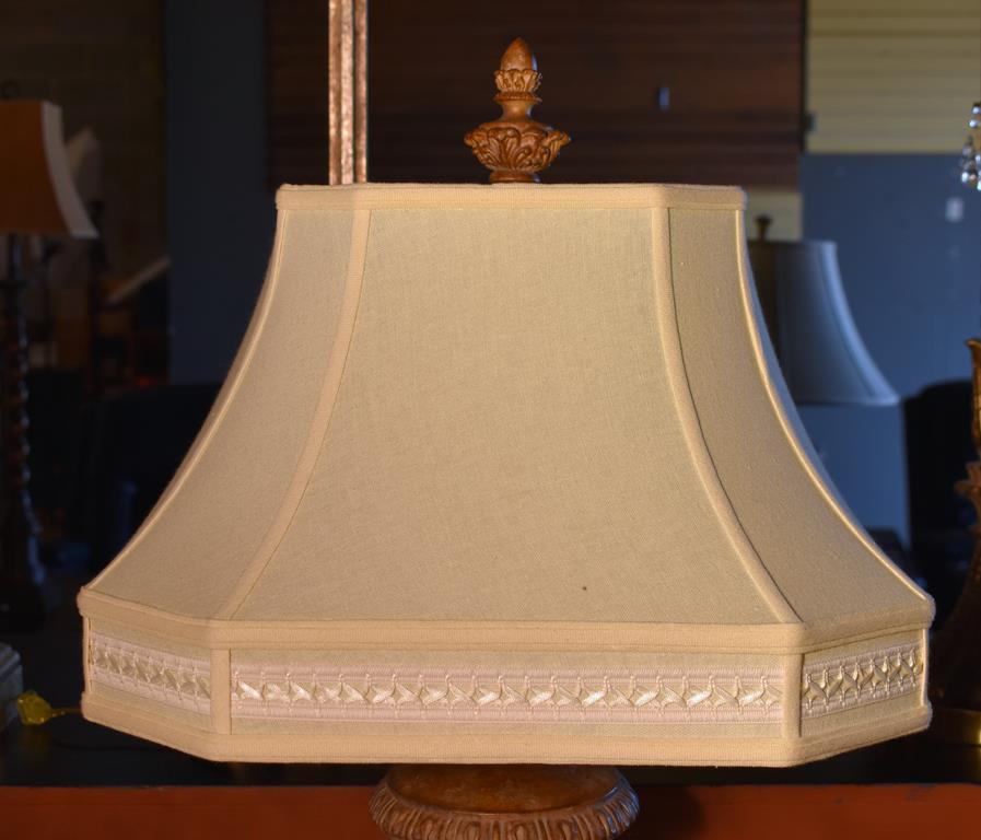 Pair of Urn Form Table Lamps, Only One Shade