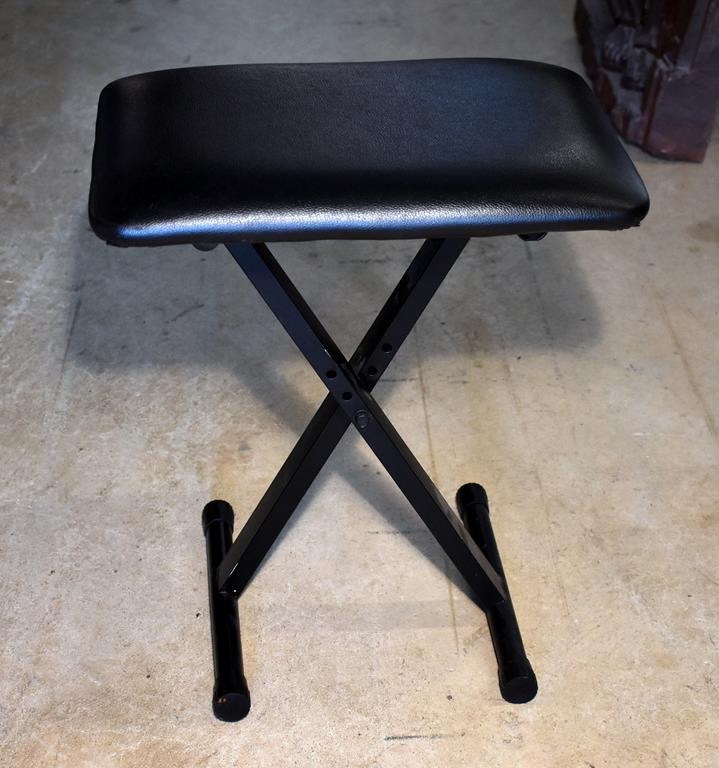 Black Bonded Leather Top Folding Stool